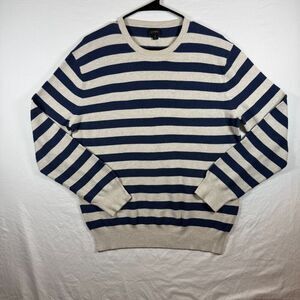 J.Crew Striped Crewneck Sweater Navy Oatmeal Sz M